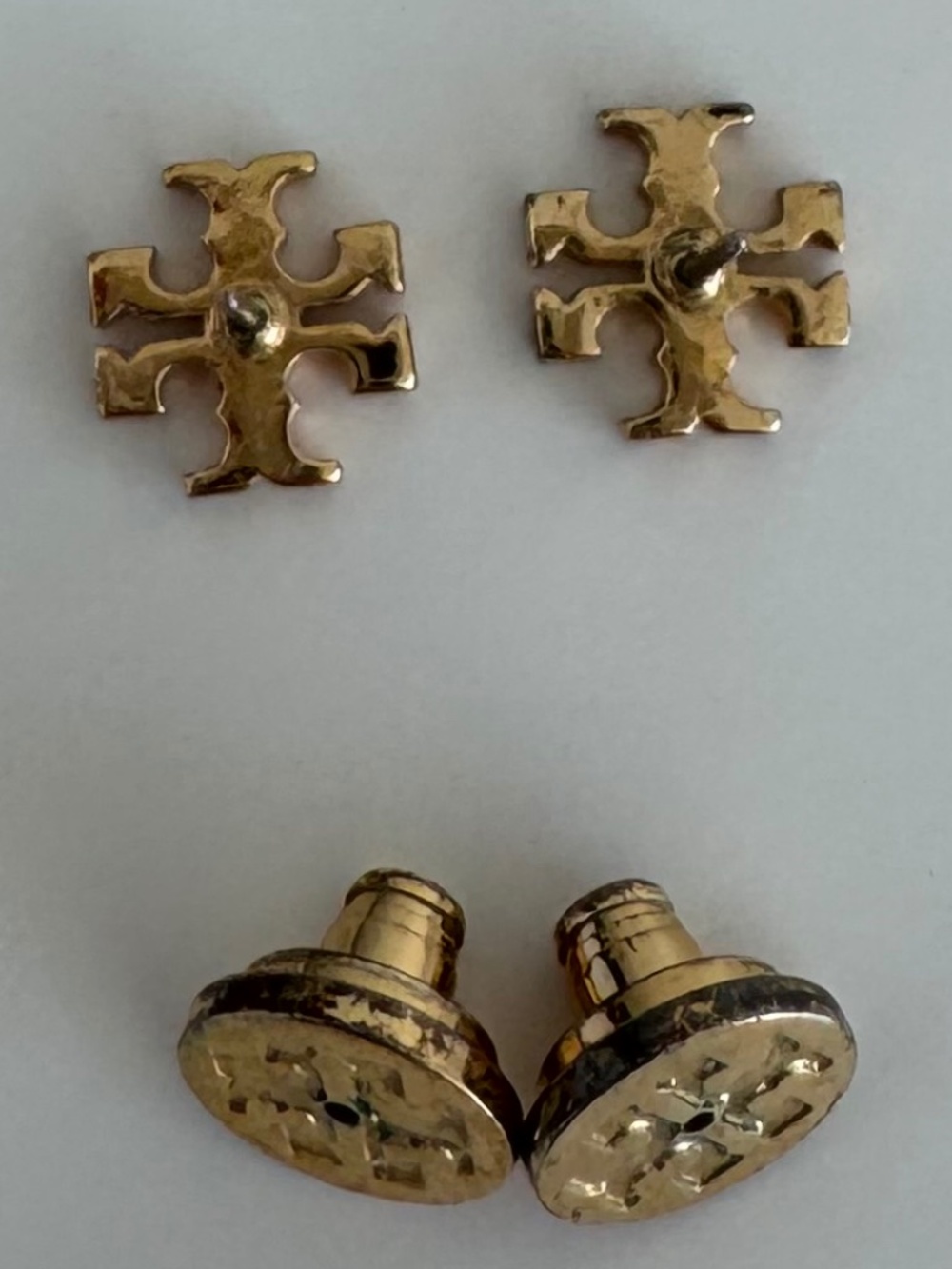 Tory Burch Icon Stud Earrings | Designer Gold Logo Earrings - Picture 4 of 4